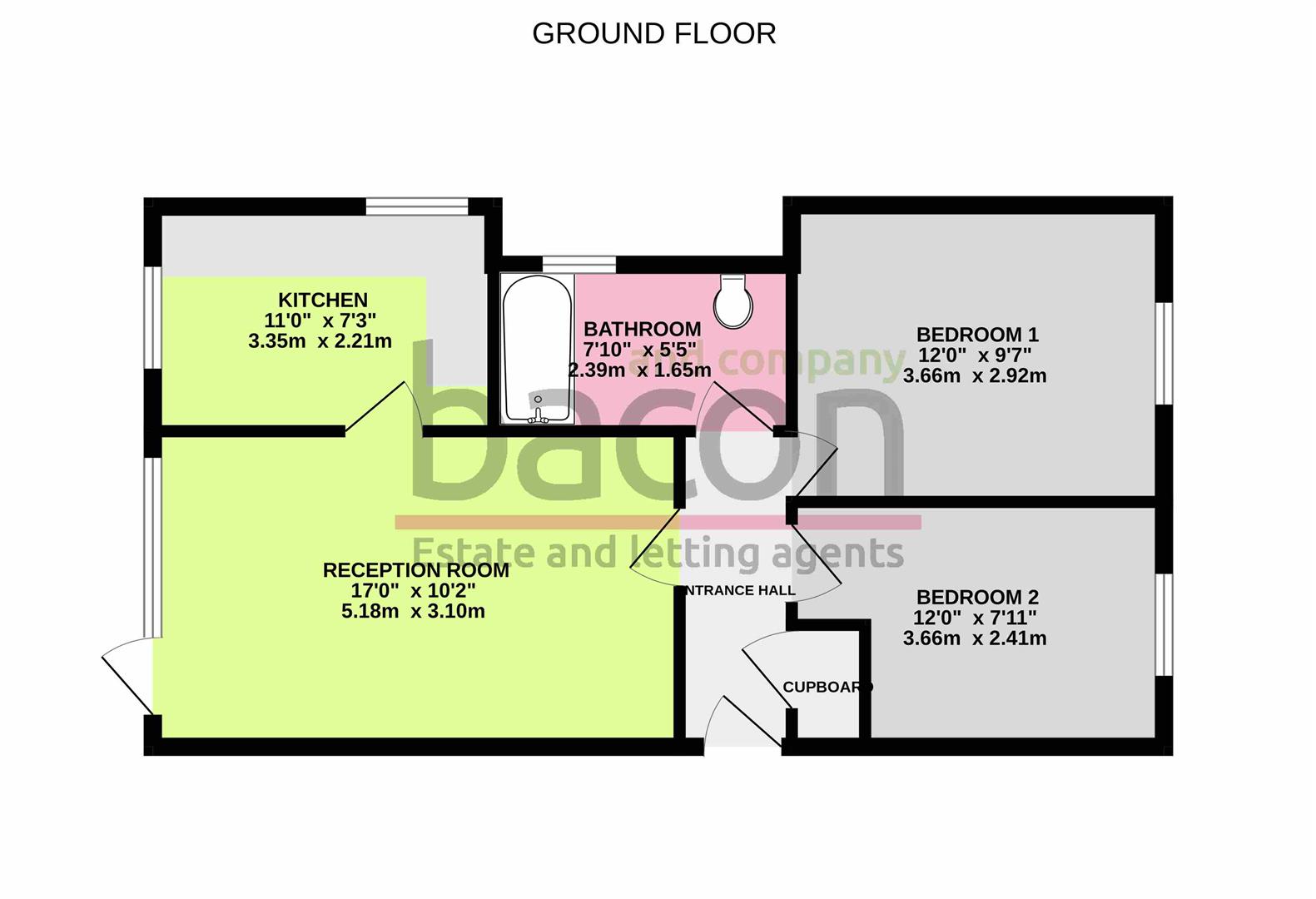 Floor Plan | Flat - Purpose Built | Western Road, Lancing | Let Agreed